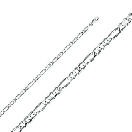 Dimaya Fine Jewelry Genuine 14k White Gold 4mm Concave 3+1 Figaro Chain Necklace for Men and Women – Available in 20 22 24 Dimaya Fine Jewelry Genuine 14k White Gold 4mm Concave 3+1 Figaro Chain Necklace for Men and Women – Available in 20 22 24