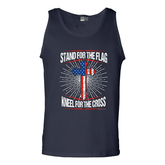 I Stand For The Flag Kneel For The Cross American Flag USA DT Adult Tank Top