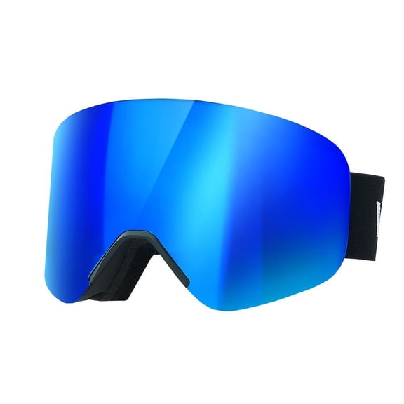 Frameless Ski Goggles, Magnet Cylindrical Lens with Dark Blue Revo Coating, OTG Anti fog Snow Goggles for Men Women, TPU Frame & Ventilation Structure, Fit for Skiing, Skating, Snowboarding