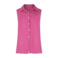 thumbnail image 5 of Dazajoo Linen Sleeveless T Shirts for Women Button Down Lapel Collared Cotton Tank Tops Summer Solid Color Basic Vest Deals Today,Hot Pink,M, 5 of 8