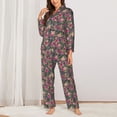 thumbnail image 6 of Salouo Rose Mix Leopard Pattern Women's Pajamas Set Long Sleeve Button Down Sleepwear Soft Pj Lounge Sets for women 2 Piece Pjs Set with Long Pants -X-Large, 6 of 8