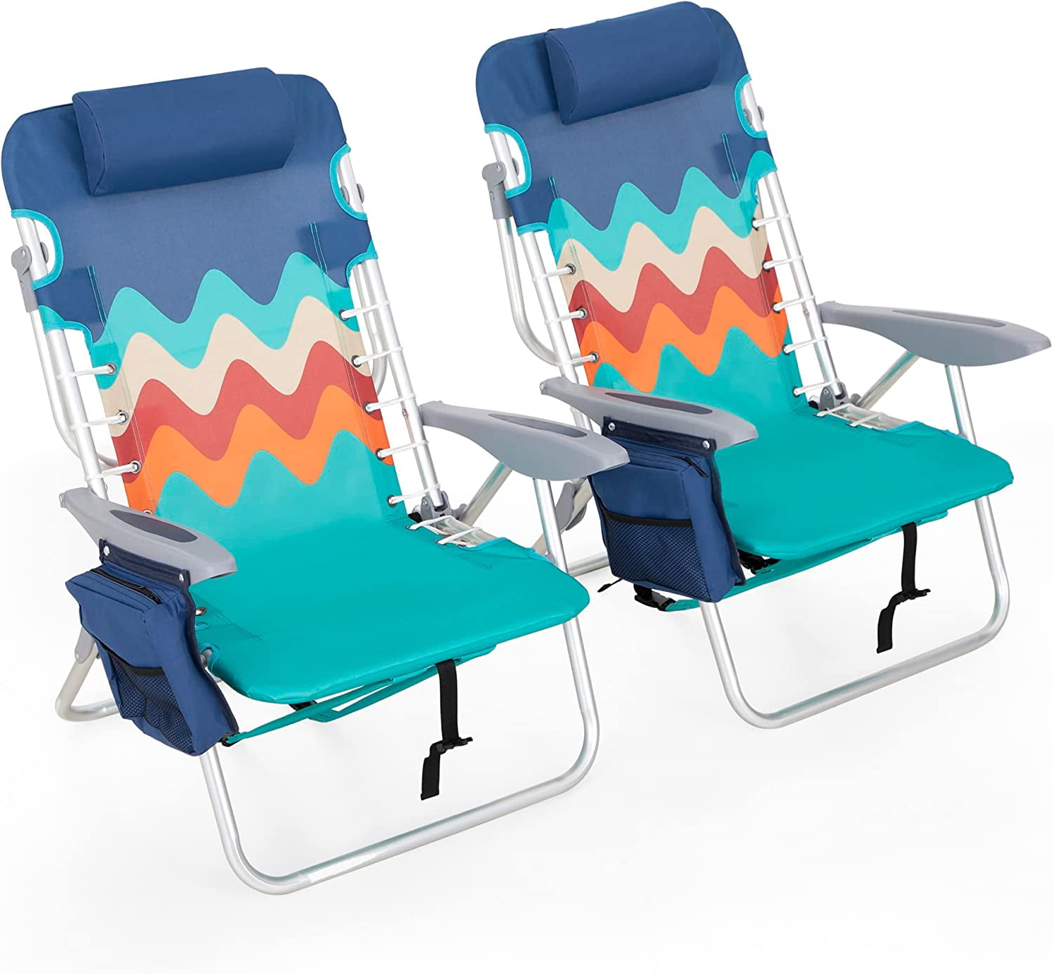 KUSONG Backpack Folding Beach Chairs Set of 2, Lightweight Portable