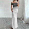 thumbnail image 2 of Laqbezok Women's Gradient Off-Shoulder Maxi Dress, French Chic Slim Fit Evening Gown, Ombre Ruched Mermaid Dress for Party Wedding, 2 of 6