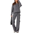 thumbnail image 3 of Women'S Plush Long-Sleeved Trousers Two-Piece Home Wear Casual Suit, Sweater, Pants, Pajamas Set Grey M, 3 of 9