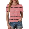 thumbnail image 4 of Women Tie Dye Striped T-Shirts Fashion Eyelet Tops Casual Crewneck Tunic Summer Puff Sleeves Tees, 4 of 7