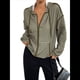 thumbnail image 2 of 1 Chaqueta con Capucha A Rayas para Mujer, Cárdigan Fino y Holgado de Verano, Talla Pequeña, Larga Verde XL, 2 of 10
