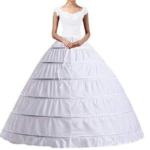 6 Hoop White Wedding Ball Gown Crinoline Bridal Dress Petticoat Skirt Underskirt 