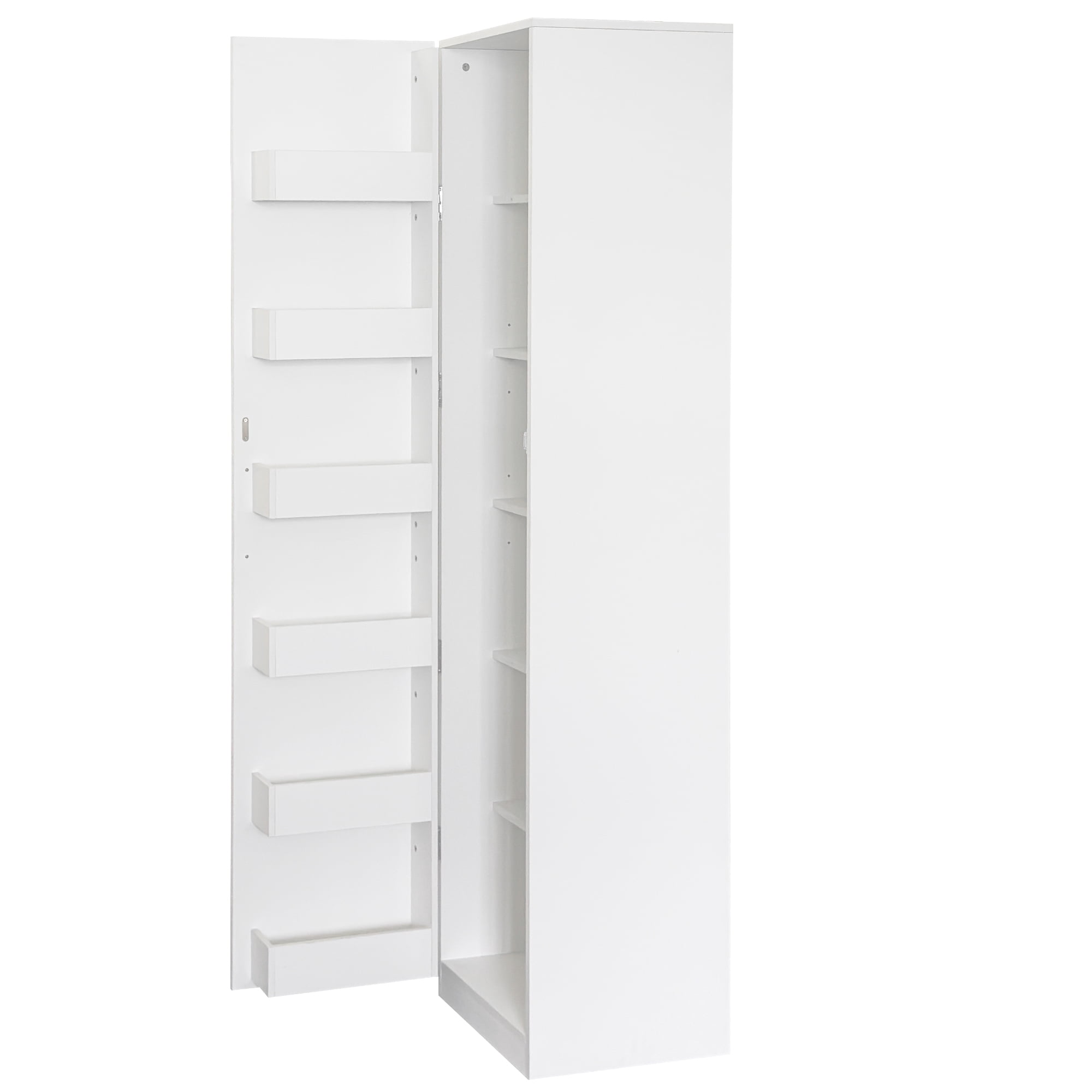 Kitchen Pantry Cabinet Freestanding Buffet Cupboard with Adjustable Shelves Side Racks, White