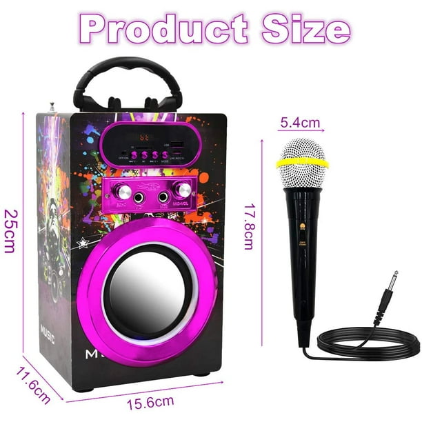 KSCD Machine de karaoké Bluetooth pour enfants avec 2 microphones,  haut-parleur de karaoké sans fil télécommandé Machine de karaoké portable  Musique Lecteur MP3 pour enfants Cadeau de fête adulte (Multicolore)  Multicolore 