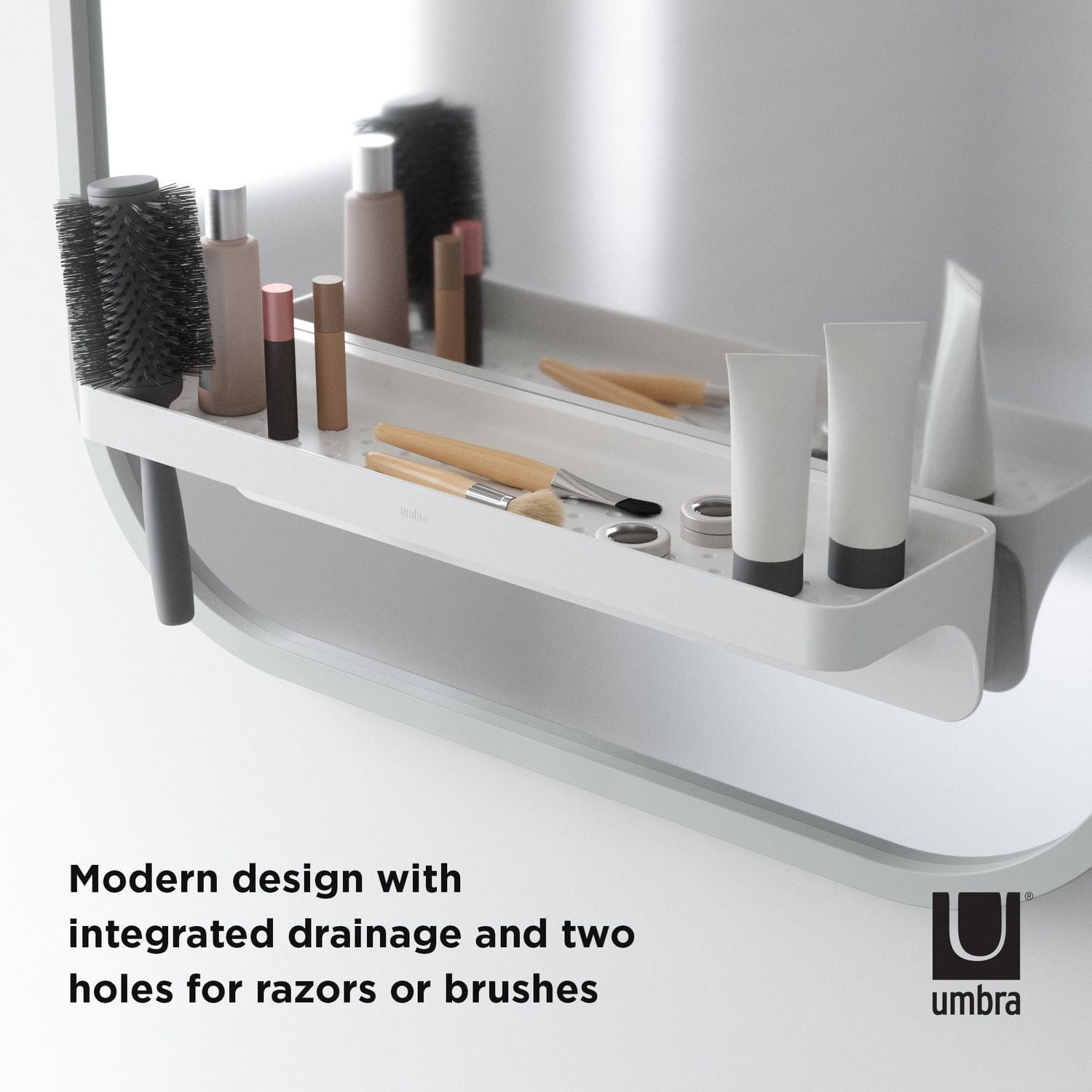 Umbra Flex Sure-Lock Bathroom Storage Shelf,White