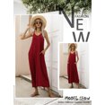 thumbnail image 6 of Xuanfei Women Solid Color V Neck Sleeveless With Pockets Backless Flowy Hem Maxi Dress, 6 of 6