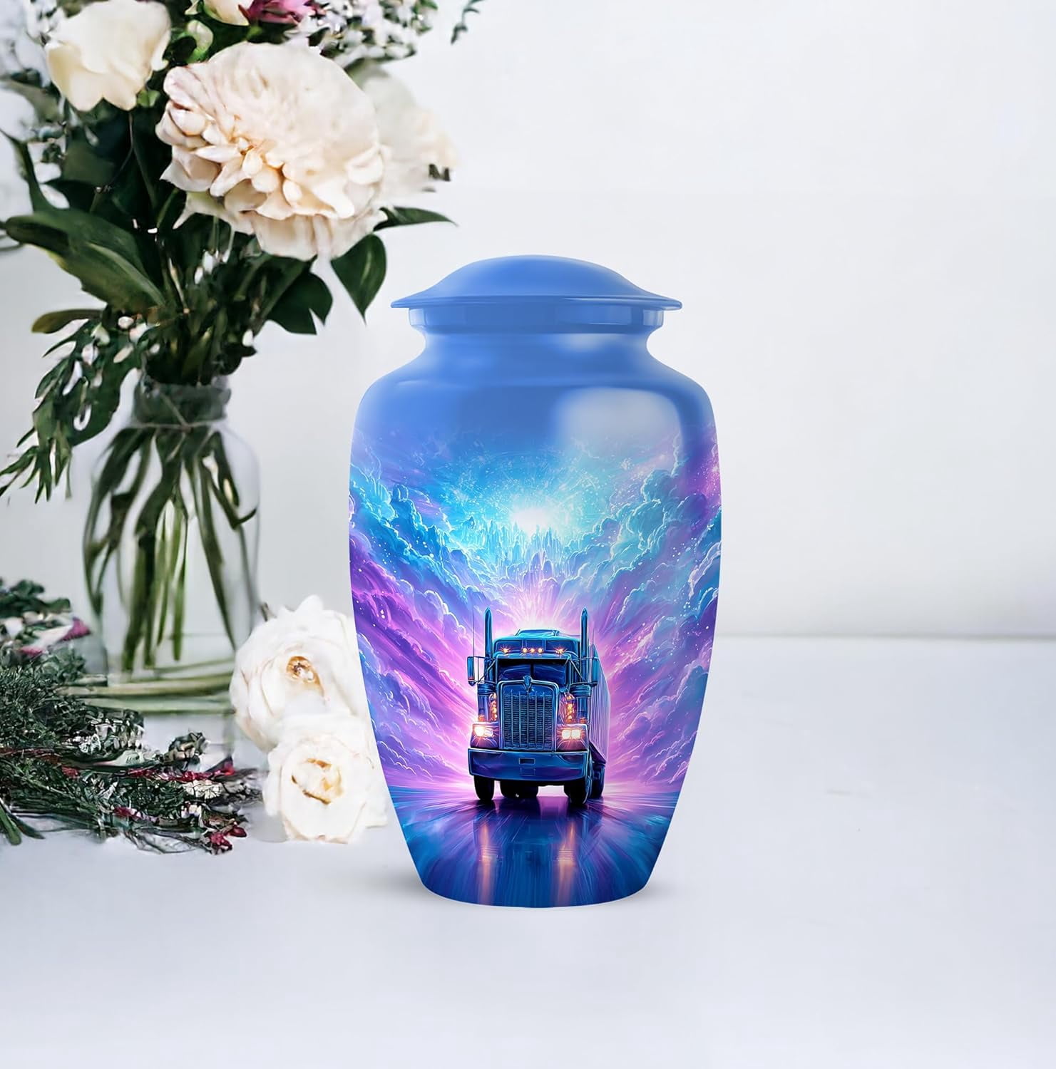 Trucker Urn For Ashes Adult Male & Female, Cremation Urns For Men, Memorial Urns For Human Ashes, Funeral Decorative Urns For Human Ash Adult, Size 6 Inch, 1 Pc