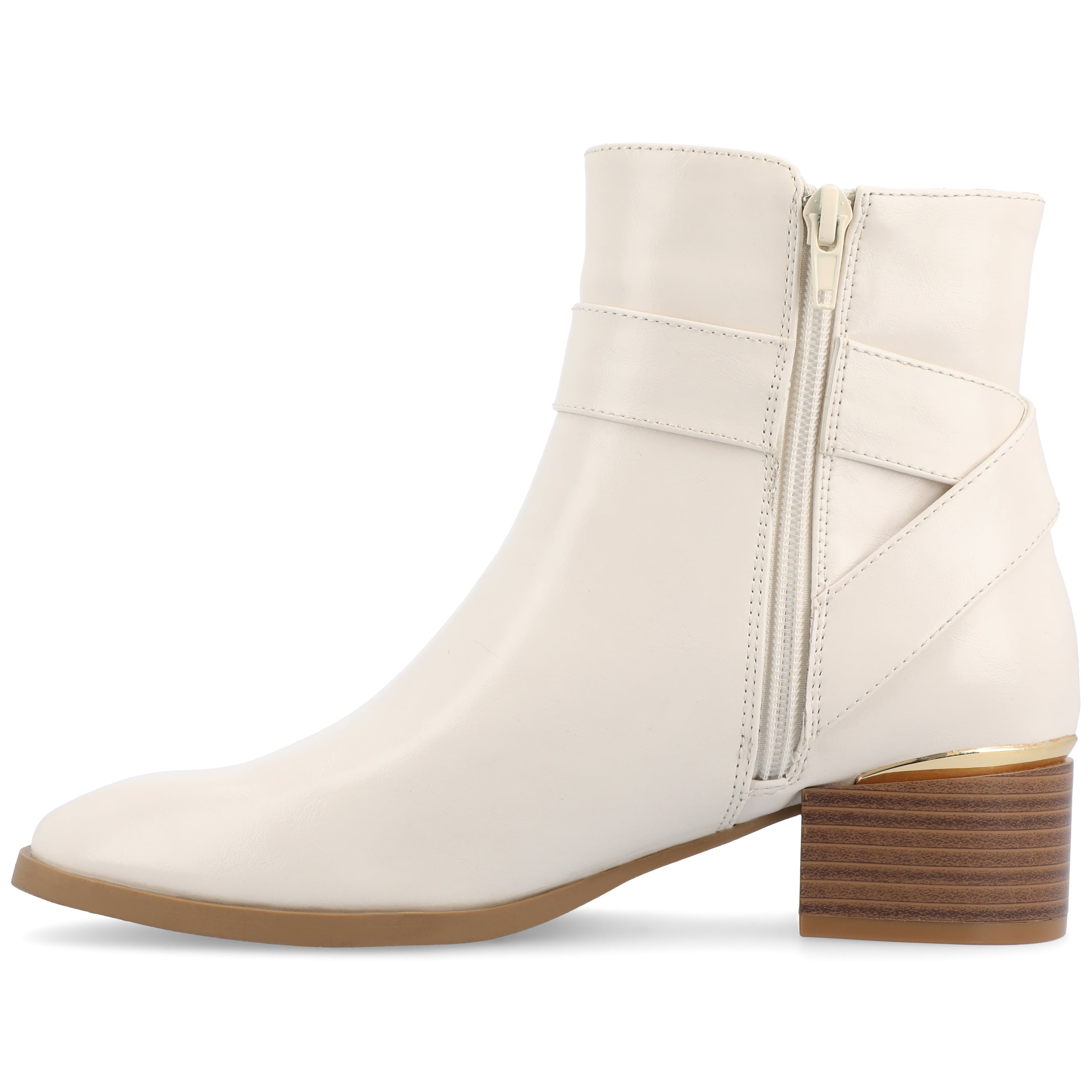 Journee Womens Elley Stacked Block Heel Square Toe Booties