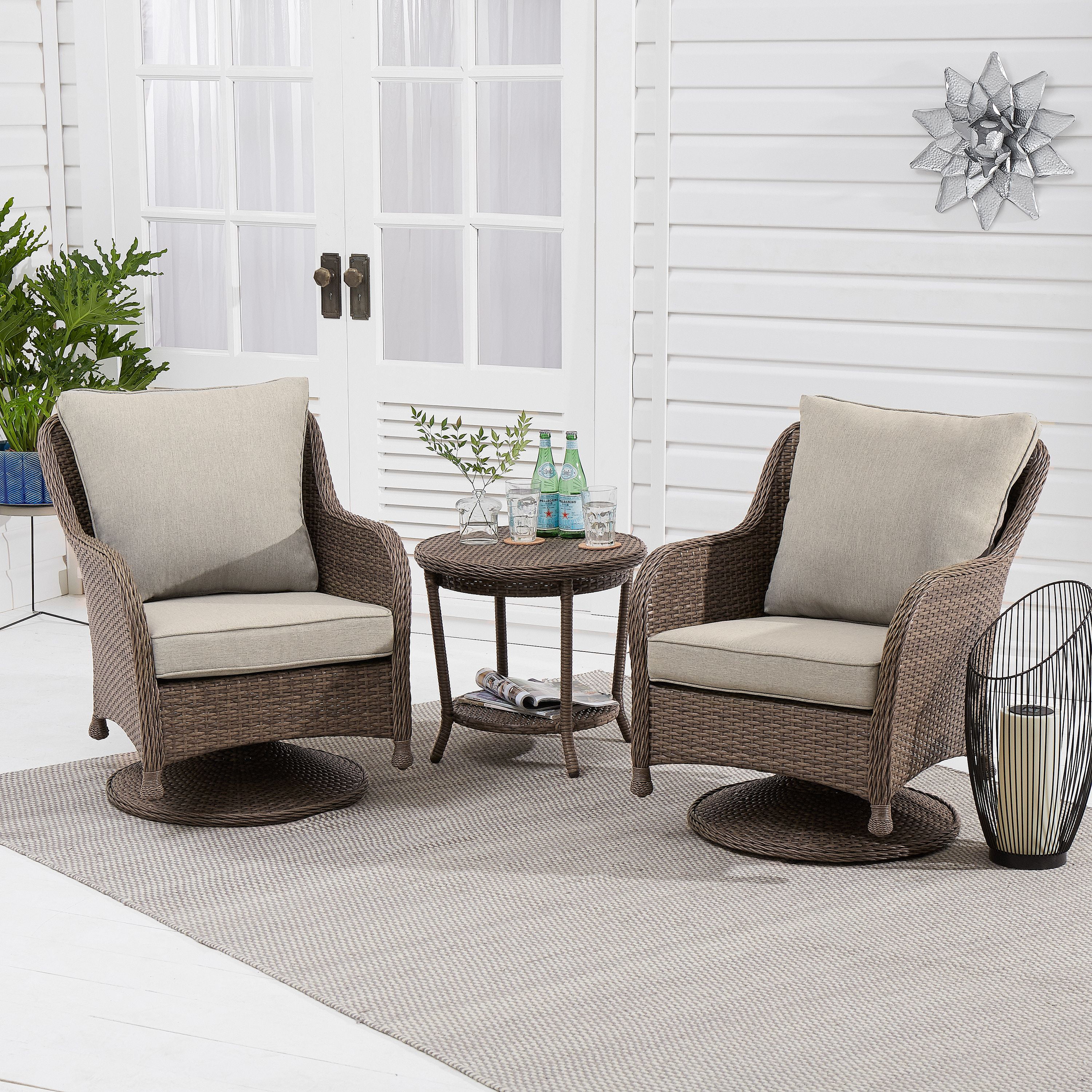 Better Homes Gardens Hayward 3 Piece Wicker Motion Patio Chat