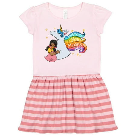 

Inktastic Embrace Your Magical Side Girl Hugging a Unicorn Gift Toddler Girl Dress