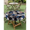 thumbnail image 4 of Outdoor Tablecloth with Umbrella Hole for Patio/Picnic/Party/Camping, Blue Grey Abstract Waterproof Table Cloth Round Cover Washable, Modern Geometric Ombre Artwork (Dia 60"), 4 of 8