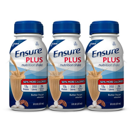 Ensure Plus Nutrition Shake with 13 grams of high-quality protein, Meal Replacement Shakes, Butter Pecan, 8 fl oz, 6