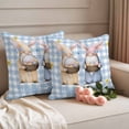 thumbnail image 2 of Happy Easter Gnome Pillow Covers 2 Pack Rabbit Ear Color Eggs Daisy Flower Blue Plaid Pillowcase Waterproof Outdoor Throw Pillow Cover for Patio Garden Square Cushion 24”x24”, 2 of 9