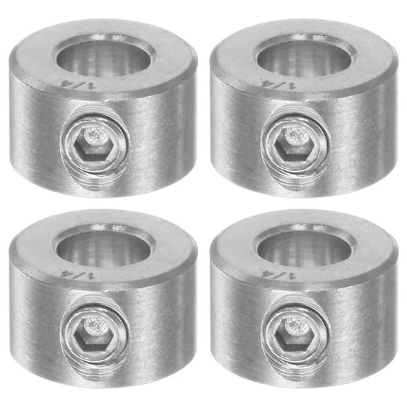 Uxcell 1/4" Bore 304 Stainless Steel Set Screw Shaft Collars, 1/2" OD, 1/3" Width 4 Pack