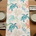 thumbnail image 5 of Table Runners 108 Inches Long Dress Scarves, Teal Red Coastal Farmhouse Coffee/Dining/Kitchen Table Runner for Living Room, Retro Beach Nautical Sea Turtle Coral 13x108 Inch, 5 of 9