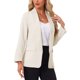 thumbnail image 4 of CHAQUETA BLAZER DE MUJER CHIC PARA TRABAJO OFICINA CON SOLAPA Y MANGAS LARGAS BEIGE XL, 4 of 6