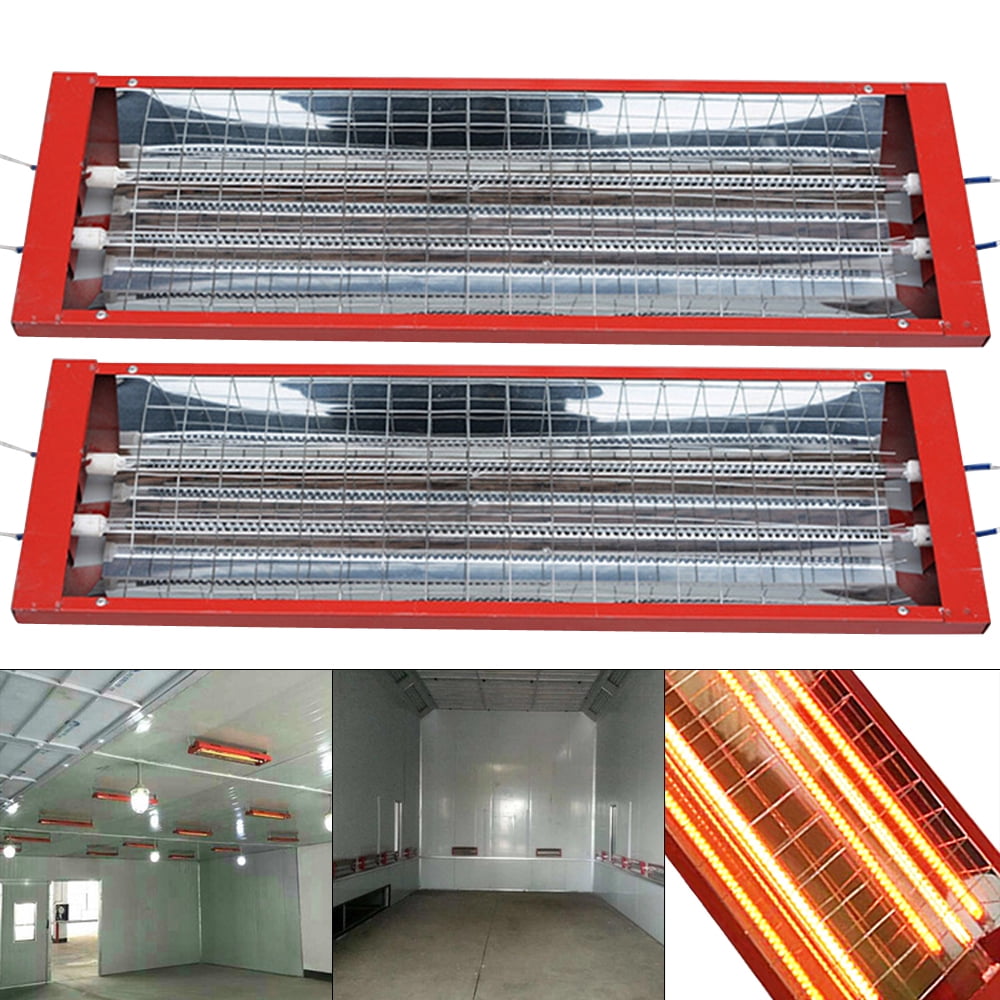 Aiqidi 2pcs Infrared Paint Curing Lamp 110V Spray Baking Booth Infrared Light Heater Set Car Bodywork Repair Paint Dryer
