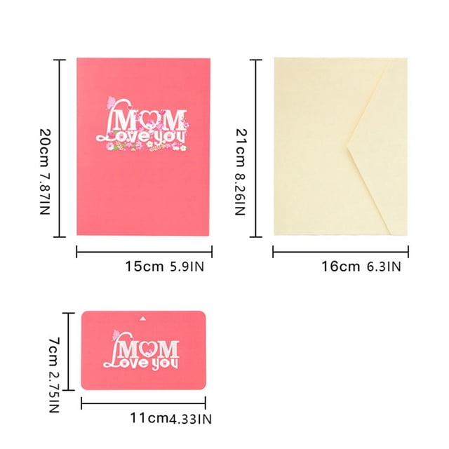 JJKBVCLO Day 3D Greeting Card Mom 3D Paper Sculpture Greeting Card Gratitude Blessing Gift For Mom