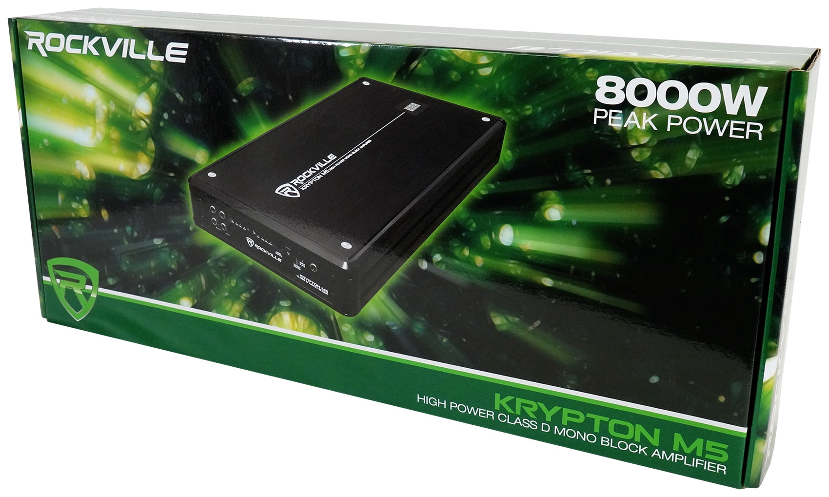 Rockville Krypton-M5 8000w Peak / 2000w RMS Mono 1 Ohm Amplifier+Remote+Amp Kit