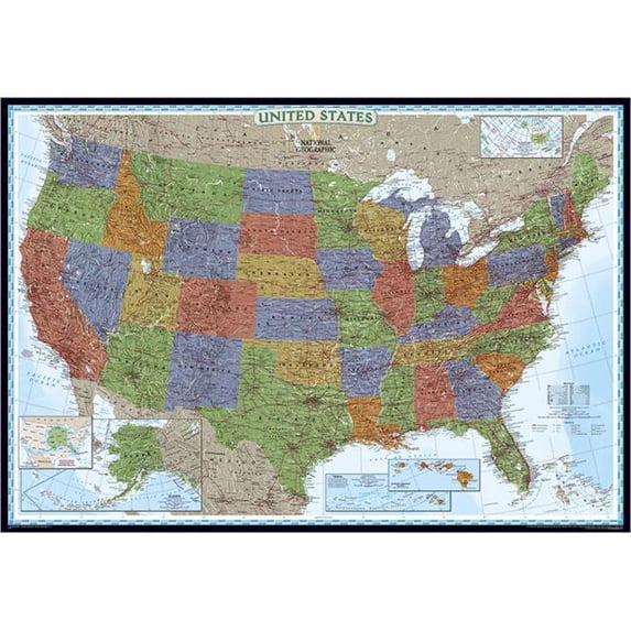 National Geographic RE00622082 United States Decorator - Enlarged - Map