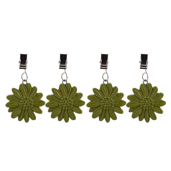 Set de 4 pinzas para mantel TwoFish con girasol verde de resina
