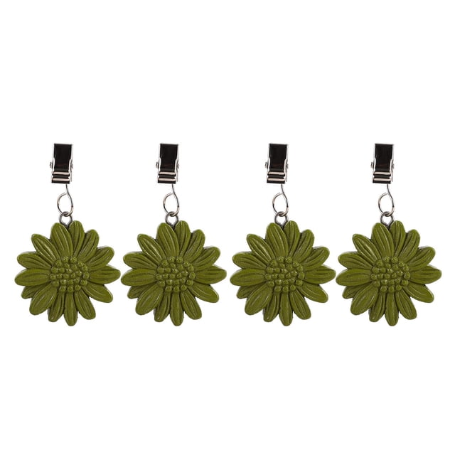 Set de 4 pinzas para mantel TwoFish con girasol verde de resina