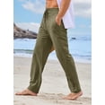 thumbnail image 4 of Solid Color Men Straight-Legs Casual Pants Male Drawstring Long Pants, 4 of 5