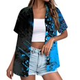 thumbnail image 2 of Stralyhd Womens Shirts Summer Short Sleeve Button Up Multicolour Tops Beach Vacation Casual T-Shirt Loose Fit Comfy Y2k Blouse Light Blue S, 2 of 5