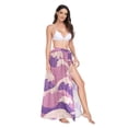 thumbnail image 2 of FORMRS Womens Long Sarong Beach Wrap Semi-Sheer Bikini Skirt Bathing Swimsuit Cover Up, Purple Wave Pattern, 2 of 7