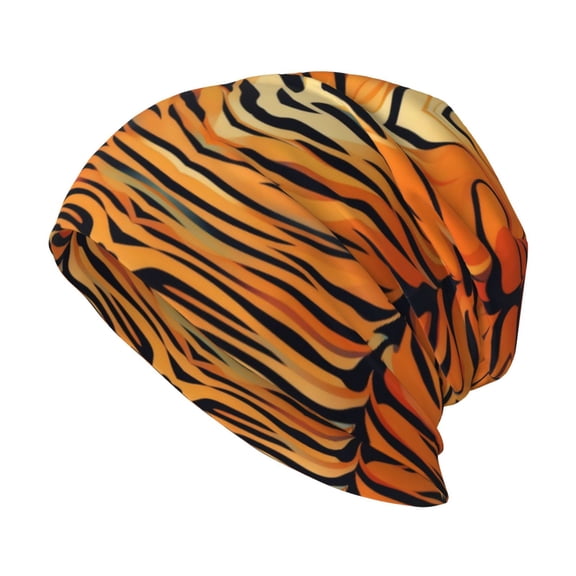 Beanie Hat Orange Tiger Stripes Hip-Hop Warm Skull Caps Unisex Baggy Beanie For Women