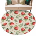 thumbnail image 6 of Red Strawberry Round Rug 5ft Washable Circle Kitchen Rugs Non Slip Summer Fruits Farmhouse Leaves Floral Retro Large Area Rug Indoor Floor Carpet for Bedroom Living Room Home Office Dining Room, 6 of 8
