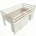 thumbnail image 3 of White Low Study Twin Loft Bed with Cabinet & Rolling Desk - Solid Pine, 3 of 13