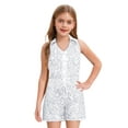 thumbnail image 1 of renvena Short Sequin Jumpsuits Pageant Romper For Girls Jazz Hip Hop Dancing Wedding Evening White 8, 1 of 5
