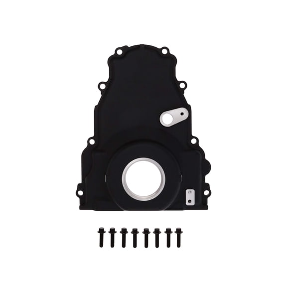 1-Piece Aluminum Timing Cover w/ Sensor Provision for GM LS - Black