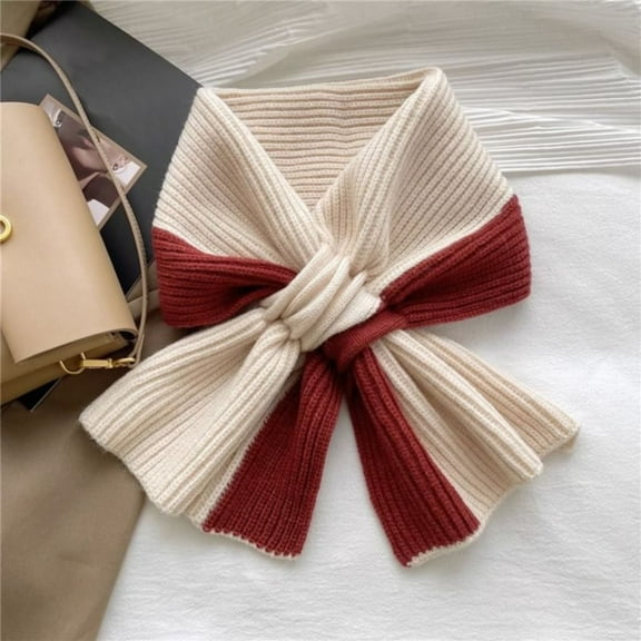 Red Scarf Winter Color Matching Scarf Versatile Windproof Neck Scarves for Women