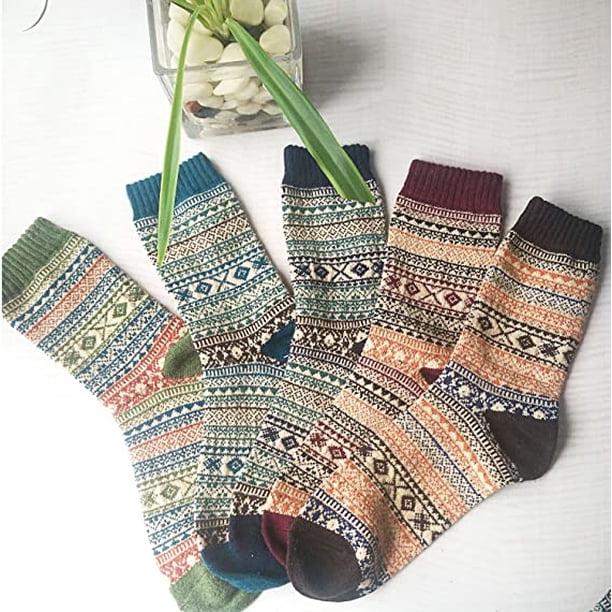 5 Paires De Chaussettes Thermiques En Laine Pour Femmes - Taille 37-42, Mélange Coton/polyester/laine | Pour L'hiver, Maison, Extérieur