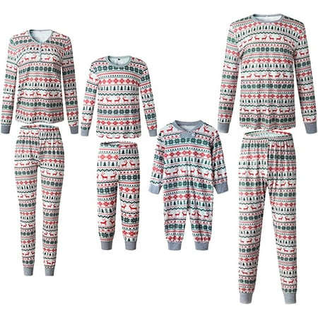 

Zukuco Christmas Pjs Family Matching Pajamas Set Long Sleeve Tree Deer Reindeer Printed Loungewear Sleepwear