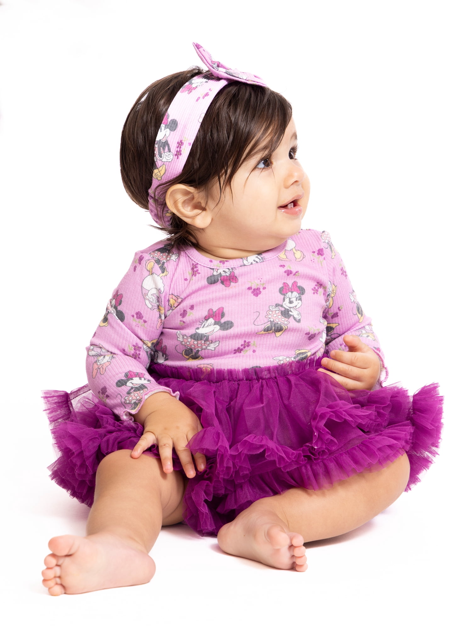 Minnie Mouse Baby Girls Tutu Dress Bodysuit with Matching Headband Set, 2 Piece, Sizes Newborn-24M