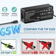 thumbnail image 3 of 65W USB C Laptop Charger for Lenovo Thinkpad X1 X13 T14 L13 L15  T480 T490E580 E590 E595  Yoga 920 730 720 C330 C340 300e 500e  Asus Acer Spin Swift 7 Type C Chromebook Charger, 3 of 8