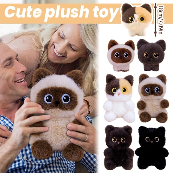 5.9in Cute Cat Plush Toy Birthday Bedroom Desk Sofa Small Stuffed Animal Soft Kitty Doll for Kids Adults Home Decoration Nursery Gift