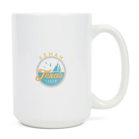 

15 fl oz Ceramic Mug Kemah Texas Sail Boat Scene Contour Dishwasher & Microwave Safe