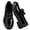 Black, variant on Retro Patent Leather Bow Loafers for Women Chunky Lug Sole Loafers Slip-On Dress Shoes for Work Casual Daily