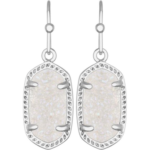 Kendra Scott 4217711449 Lee Boucles d'Oreilles Rhodium Iridescentes Drusy