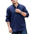 thumbnail image 1 of Innerwin Chemise Tunique Col à Revers pour Hommes Chemises de Travail Boutonnées Coupe Régulière Bleu Foncé 215/149cm, 1 of 4