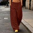 thumbnail image 3 of Nfurl Womens Baggy Sweatpants with Pockets Trendy Barrel Sweatpants Women High Waisted Wide Leg Pants Workout Going Out Casual Pants Trousers Wine,XL, 3 of 9